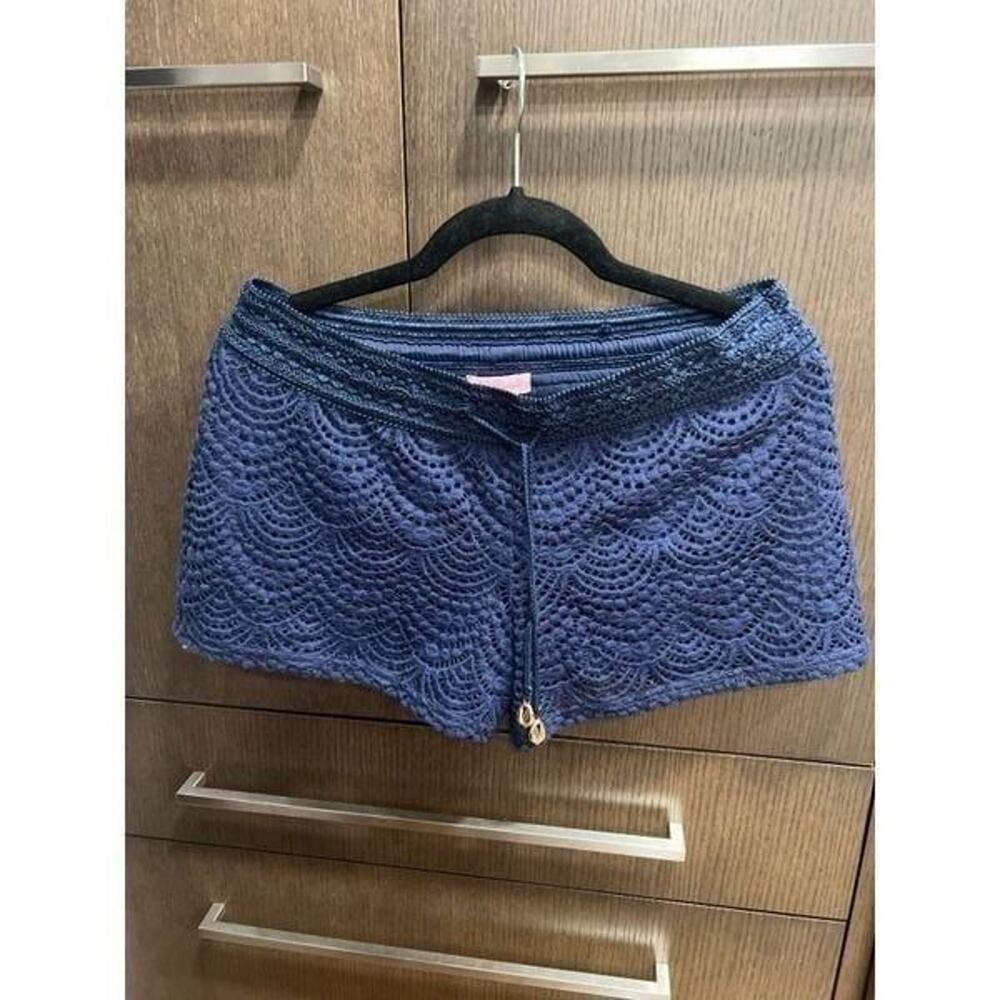 Lilly Pulitzer Claudette Shorts True Navy Scalloped Shell Lace Small